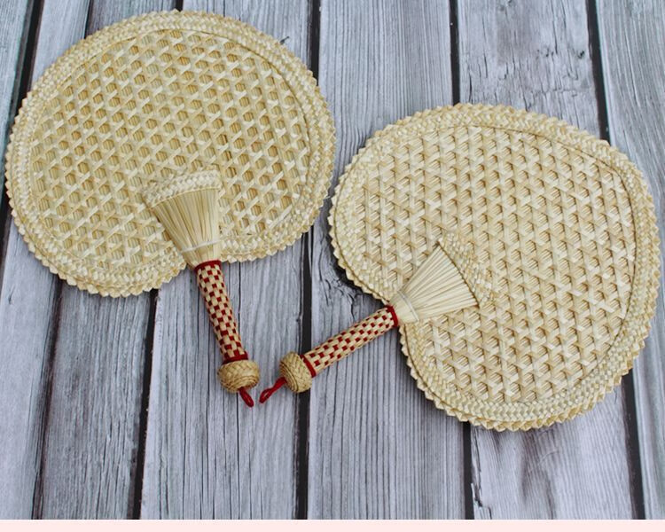 兰衍蒲扇手工编织麦秆扇手摇桃心麦杆扇子夏季纳凉扇子蒲草扇五角形扇