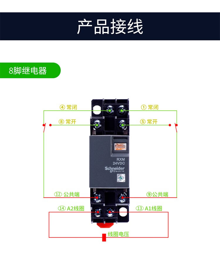 施耐德插拔式中間繼電器2副觸點3a12a線圈814腳大功率小型電磁繼電器