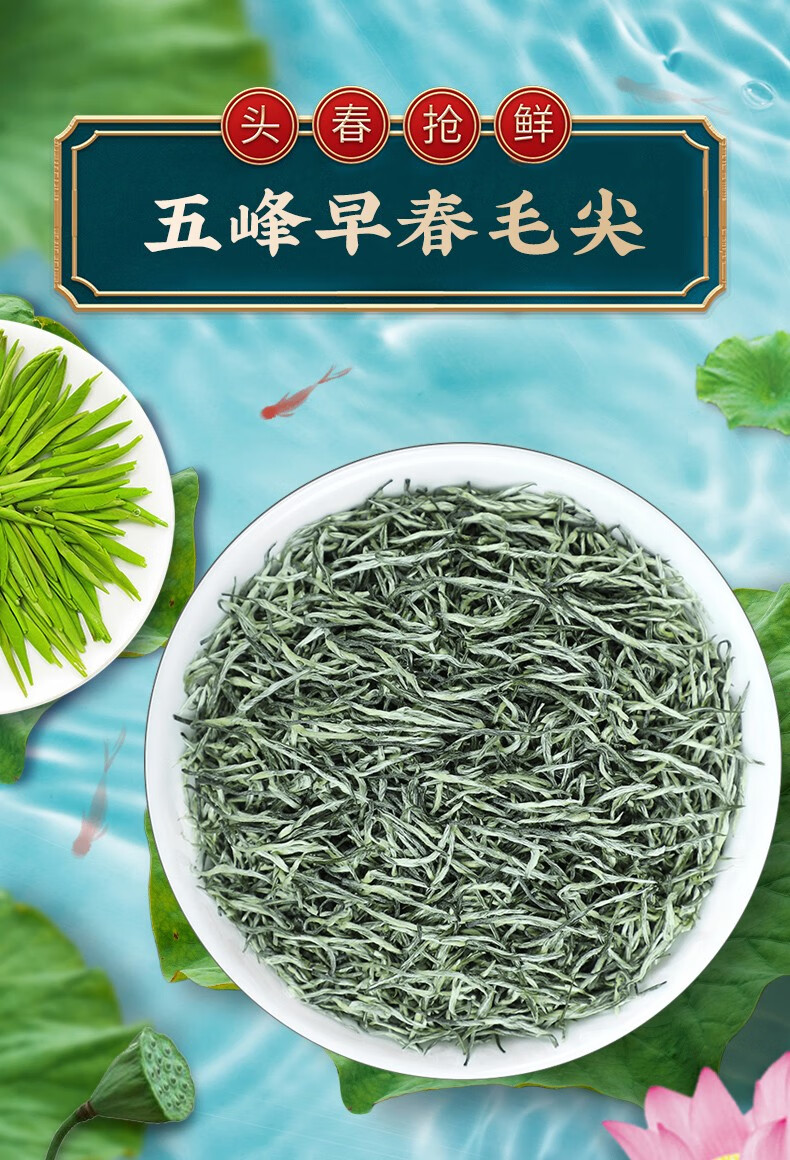 绿茶2021年新茶湖北宜昌五峰芽毛尖栗香高山绿茶散装耐泡茶叶百草仙翁