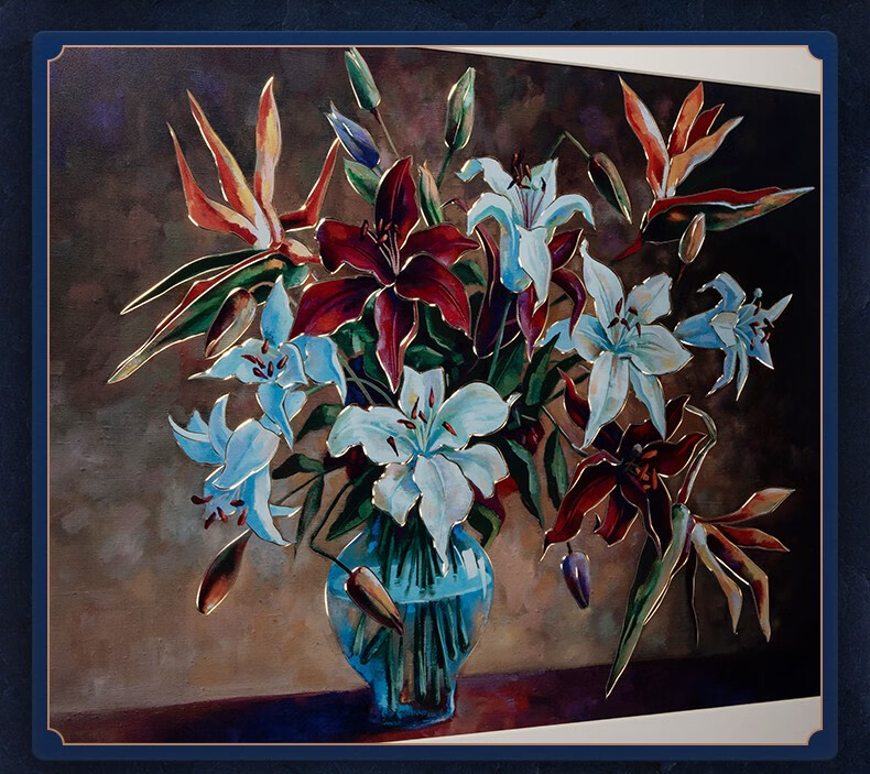 铜师傅手工錾刻铜雕画金枝玉叶装饰画玄关画背景画壁画