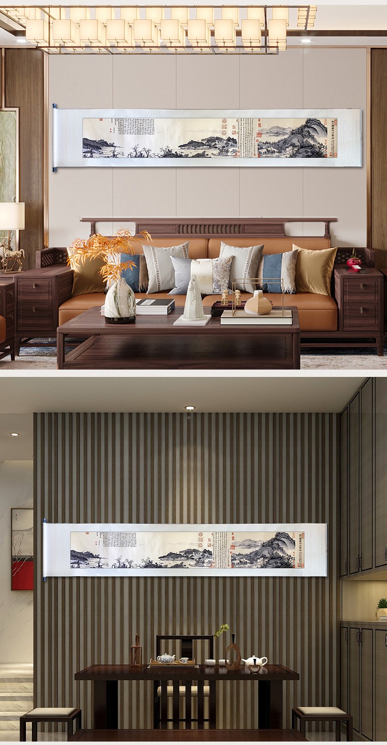 伯莎丹顿 富春山居图纯手工苏州刺绣画苏绣挂画客厅画软裱带锦盒款