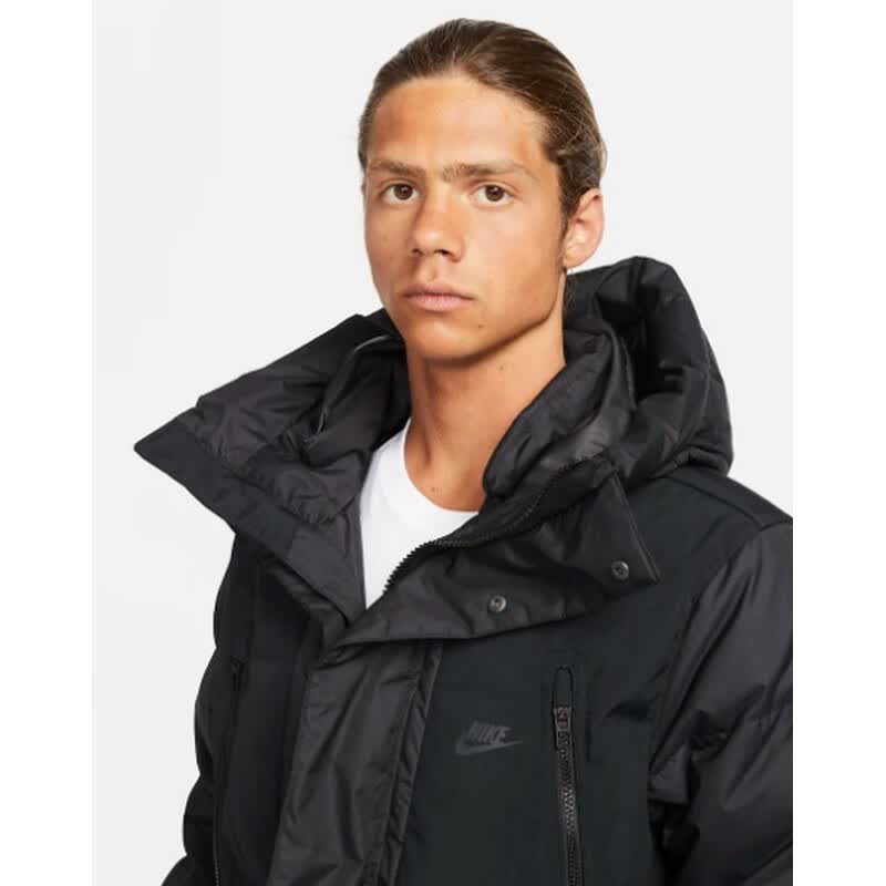 耐克nike男士风衣时尚休闲连帽拉链中长款外套dd6838010blackl