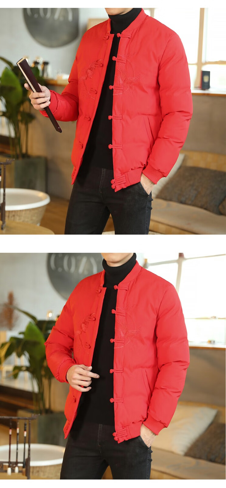 凡迪时尚唐装男中国风佛系棉衣冬新款加厚小棉袄中式面包服青年休闲