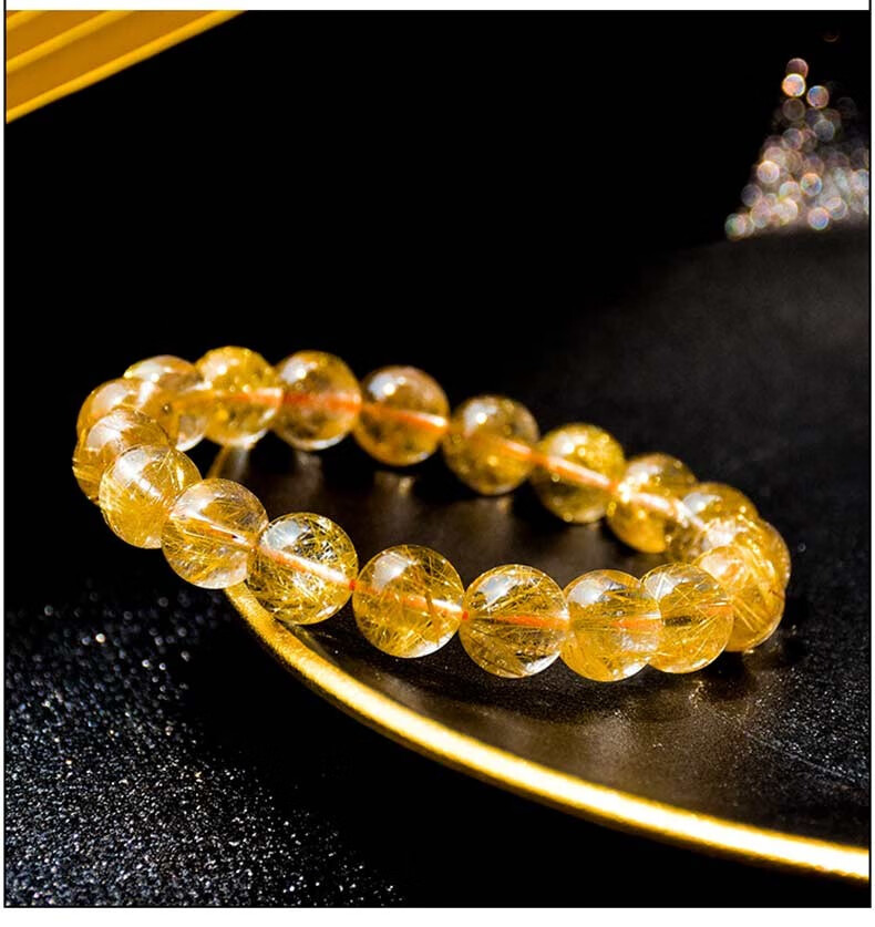 玉有情 金发晶水晶手链男女款钛晶黄色水晶手串女送女生闺蜜老婆生日