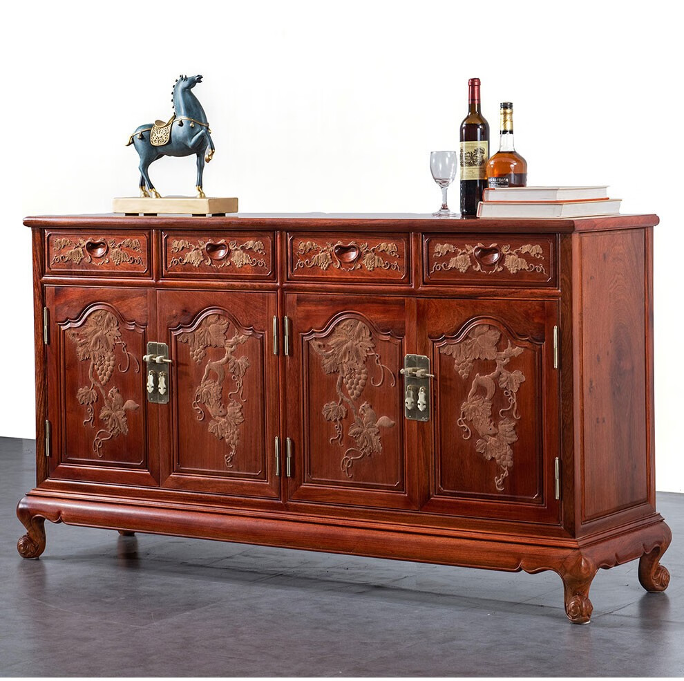 秦府红木家具缅甸花梨学名大果紫檀新中式餐边柜实木杂物柜储物柜新