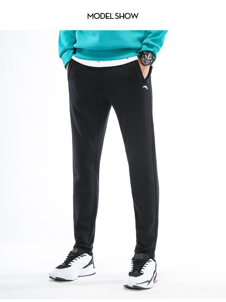 安踏加绒男裤秋冬新款运动加厚束脚收口男士跑步工装裤直筒裤子卫裤