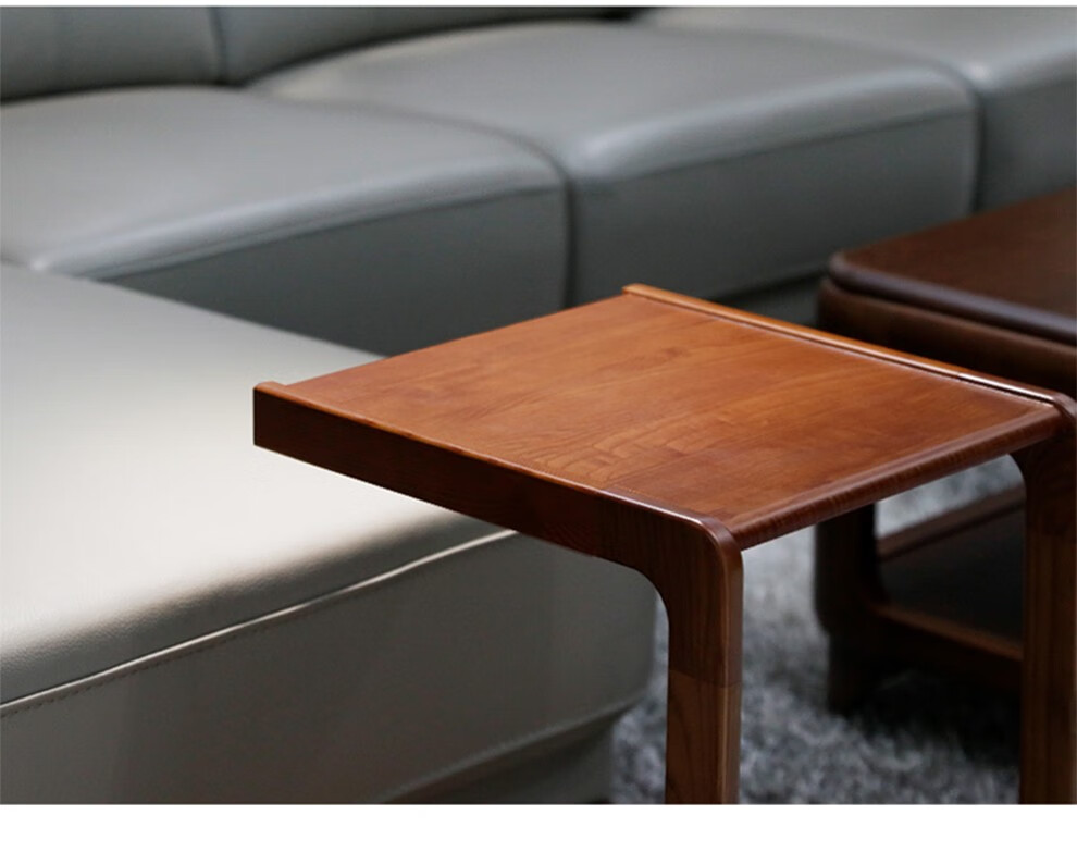 奥盛益美双叶家具 现代中式c形几实木手桌移动手桌 胡桃色【图片 价格