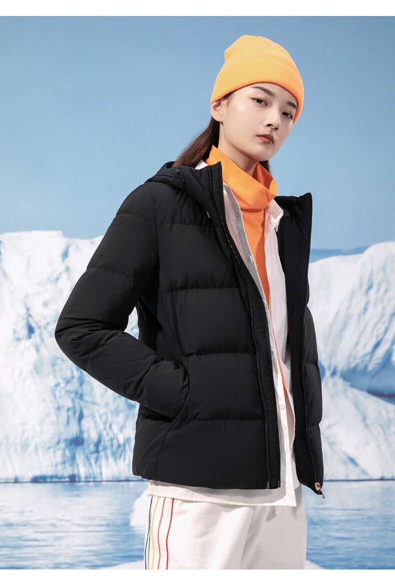 安踏anta官网羽绒服女2021秋冬季新款石墨烯保暖防泼水短款连帽外套