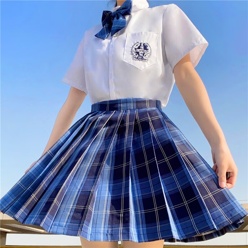 萧遇jk制服全套少女格裙夏季不规则半身裙女春秋天学生校服包臀百褶裙