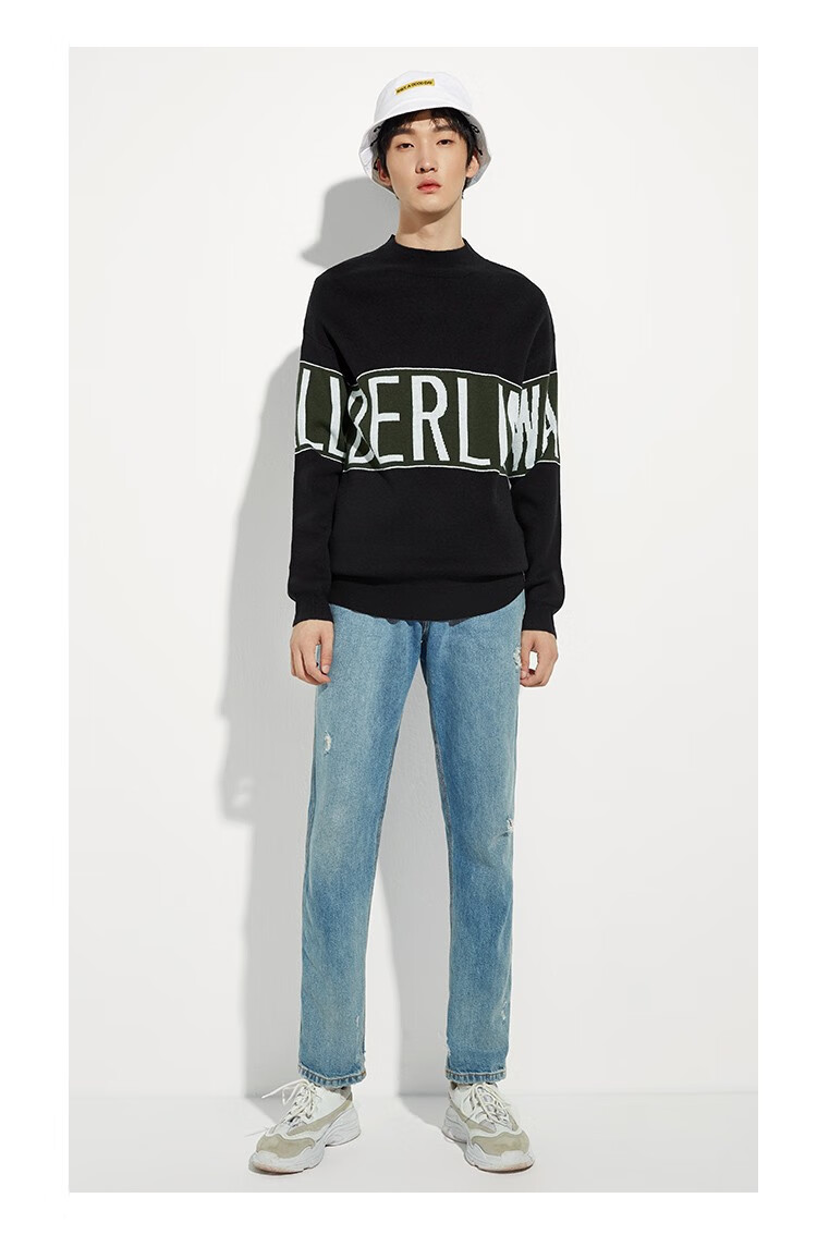 福利款riverstone男装男士针织衫含羊毛高档韩版圆领毛衣男长袖如图s