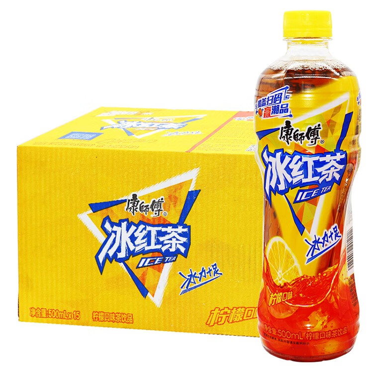 康师傅 冰红茶柠檬味 绿茶蜂蜜茉莉味 茉莉清茶饮料500ml*15瓶整箱 多