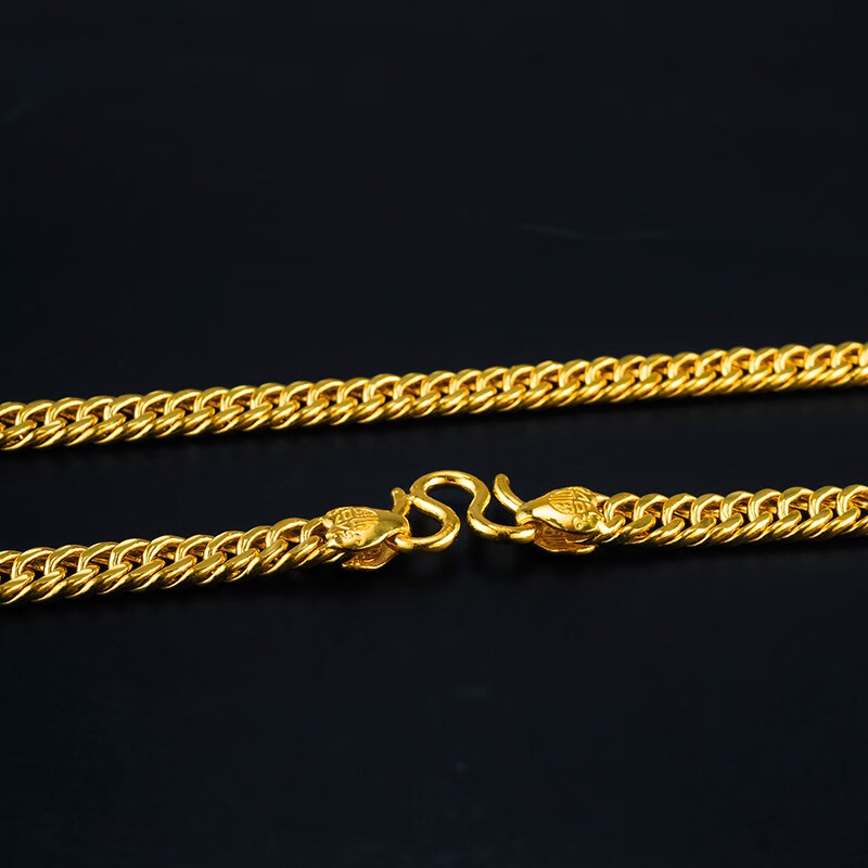 潮尚金珠宝黄金项链男女款足金999老板项链霸气牛仔金链大金链子送礼