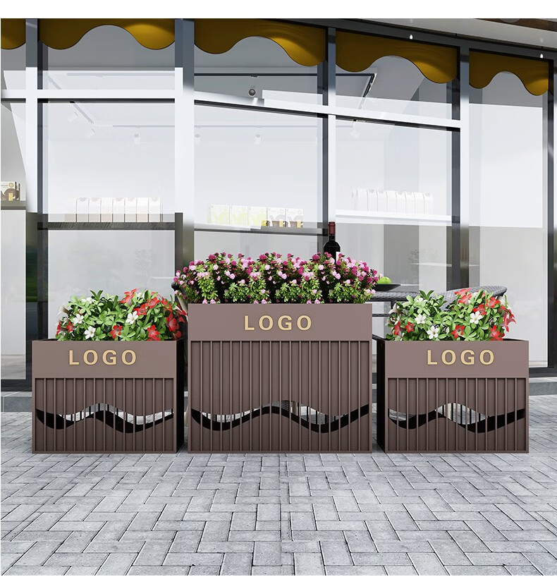 门店装饰围栏栅花箱铁艺户外组合种植围栏定制广场隔断花槽售楼部商场