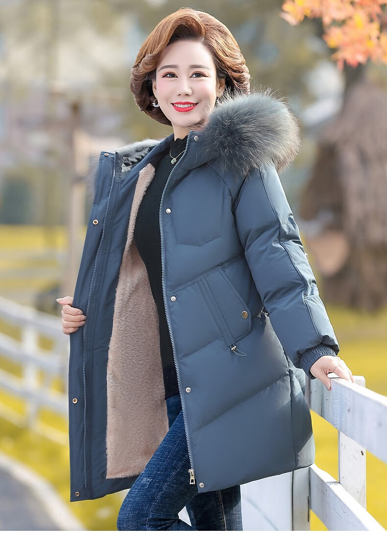 QIUFULUO Women's Winter Warm Down Cotton Jacket for Middle-aged and Elderly Women 50-60 Years Old, Premium Elegant Red Coat 17