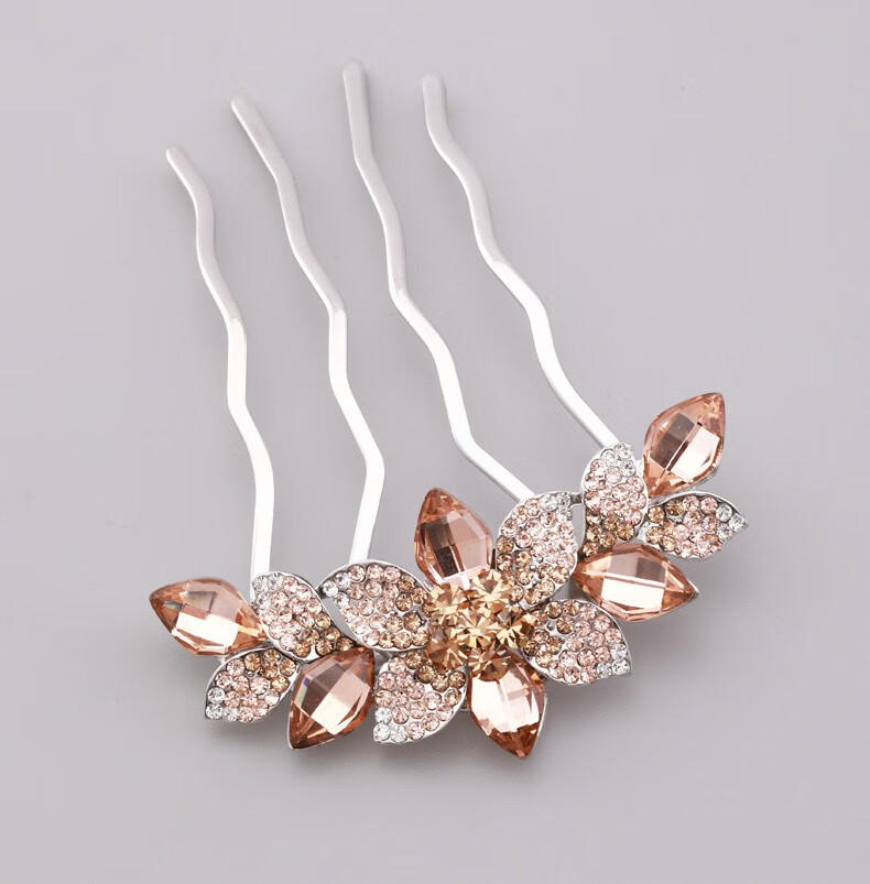 法蝶莎fadiesha品牌梳插梳铁齿水钻发卡妈妈款优雅盘发女头饰夹子发夹