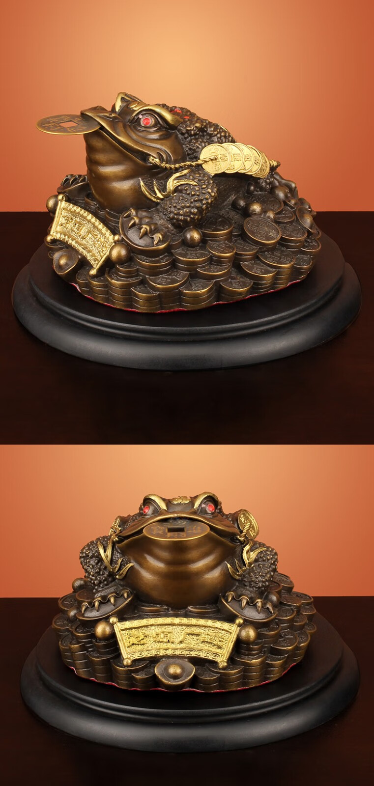 玛朵维汀黄铜金蟾招财摆件三足铜金蝉金蟾蜍家居摆设办公室店铺开业