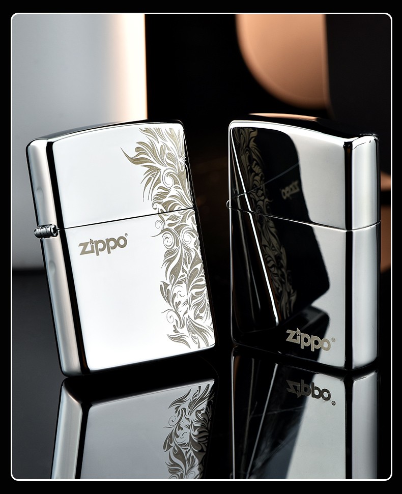 美国进口之宝zippo打火机 原装经典镜面镀铬250白冰标志 煤油防风打