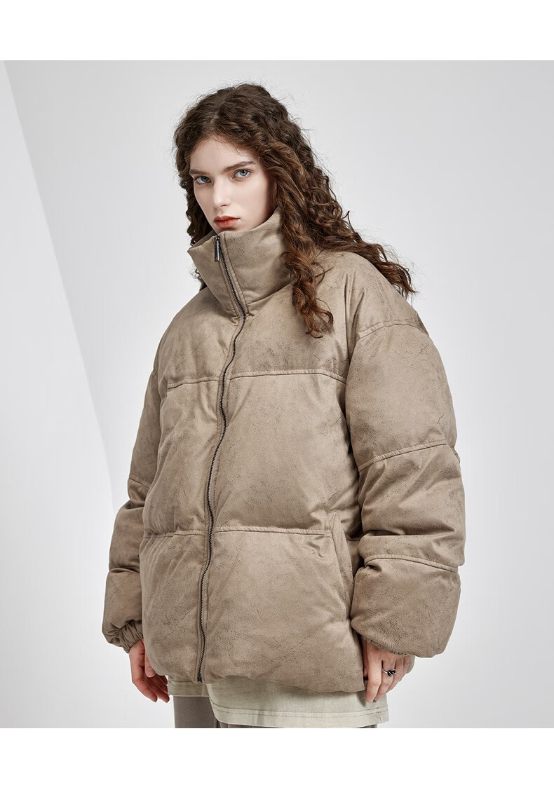 bd秋冬新款立领羽绒服男短款加厚休闲宽松白鸭绒外套潮 棕色 预售 s