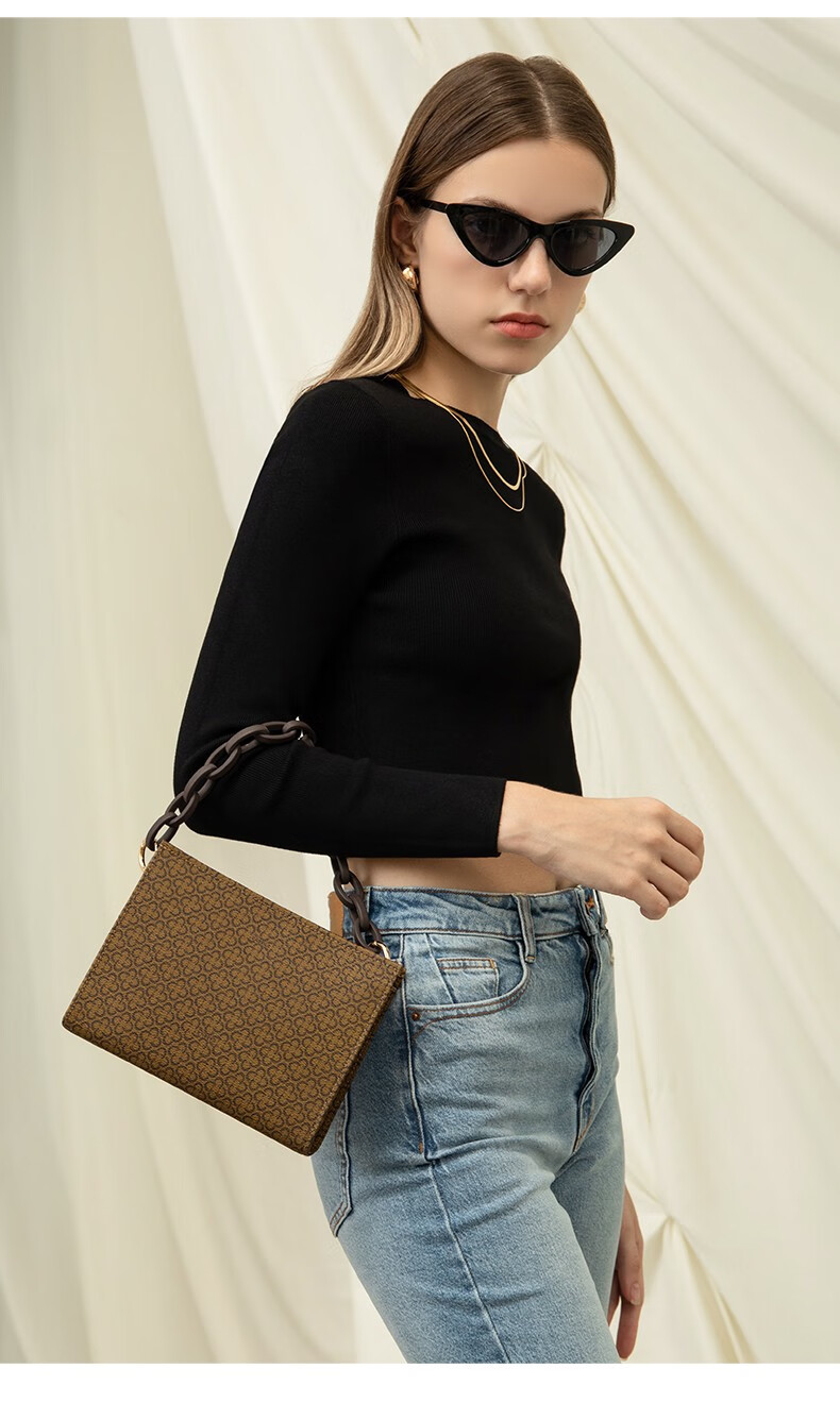 年货节cassile卡思乐包包女2021新款复古老花单肩腋下包斜挎包小方包