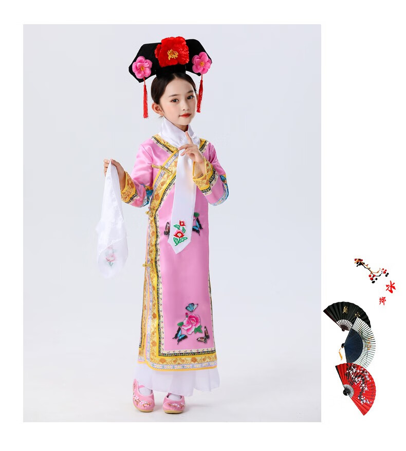 六一儿童格格服女童古装清朝服饰满族服装幼儿有一个姑娘演出服夏 大