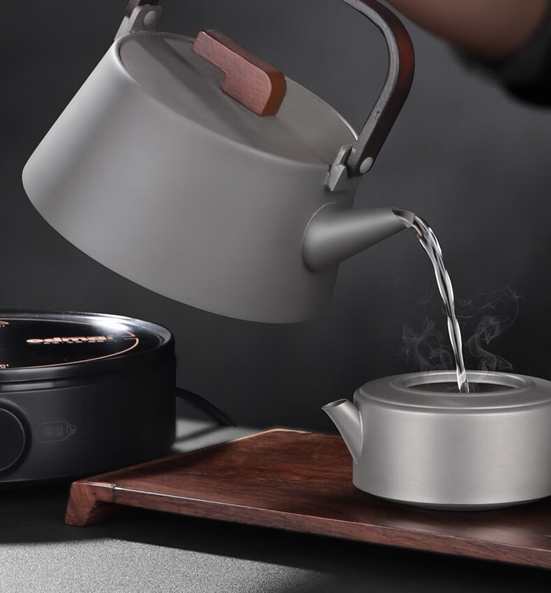 钛生活纯钛茶壶大容量电陶炉烧水壶套装户外旅行便捷煮茶器家用功夫