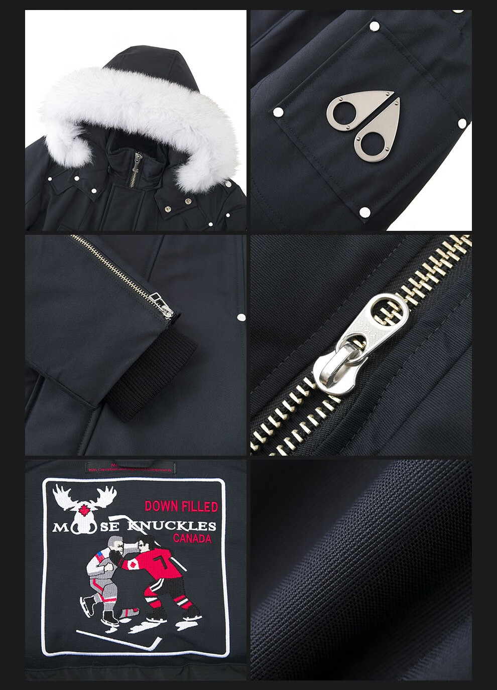 易烊千玺同款mooseknucklesstirling男款连帽小剪刀羽绒服mk4661mp藏