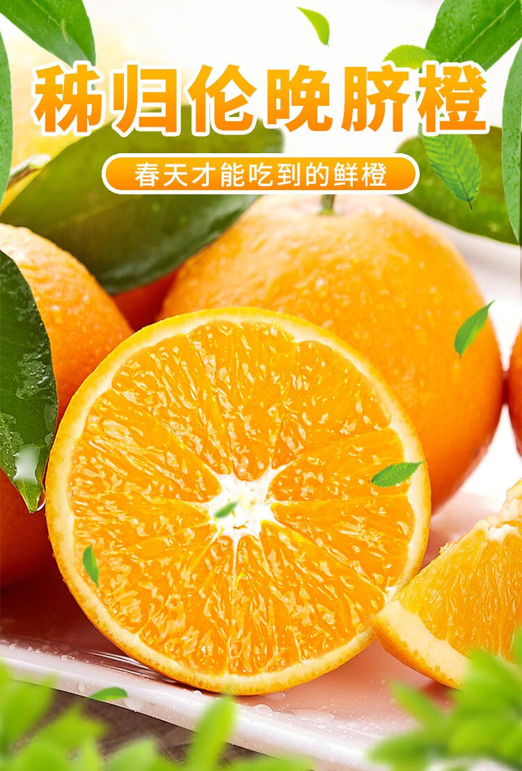 顺丰湖北秭归伦晚脐橙橙子礼盒柑橘子新鲜水果5kg装铂金果礼盒家庭