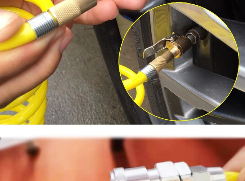 车载充气泵延长管伸缩螺纹软管汽车用打气筒弹簧管轮胎电动打气泵加长