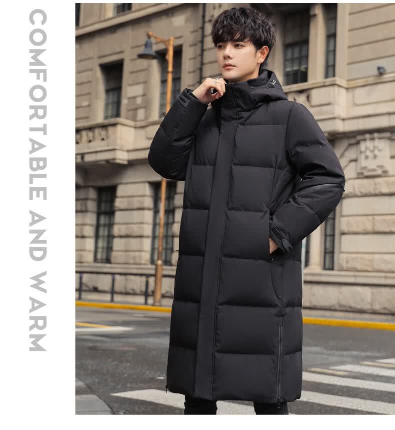leecooper 羽绒服男2021冬季新款鸭绒连帽冬季韩版时尚中长款过膝加厚