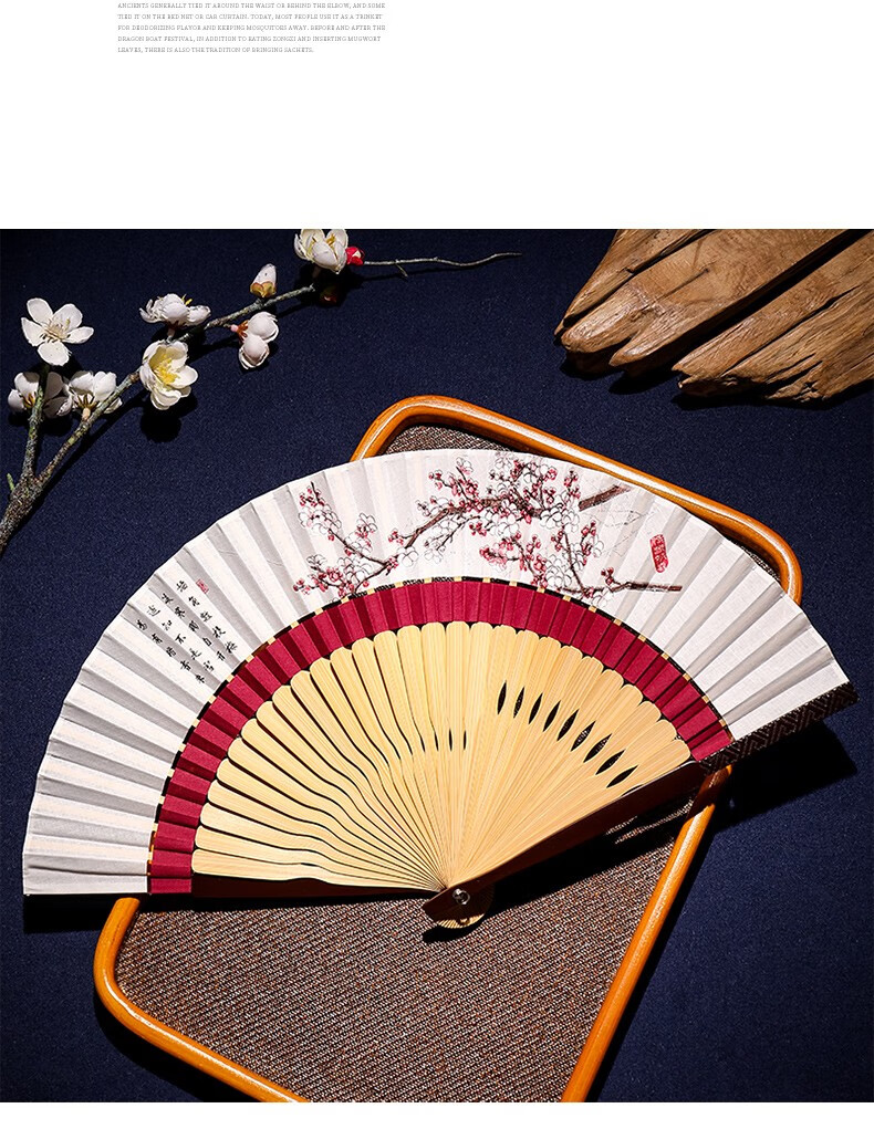 悦小七中国风夏季高档古风扇子折扇儿童折叠舞蹈扇夏天汉服旗袍中式竹