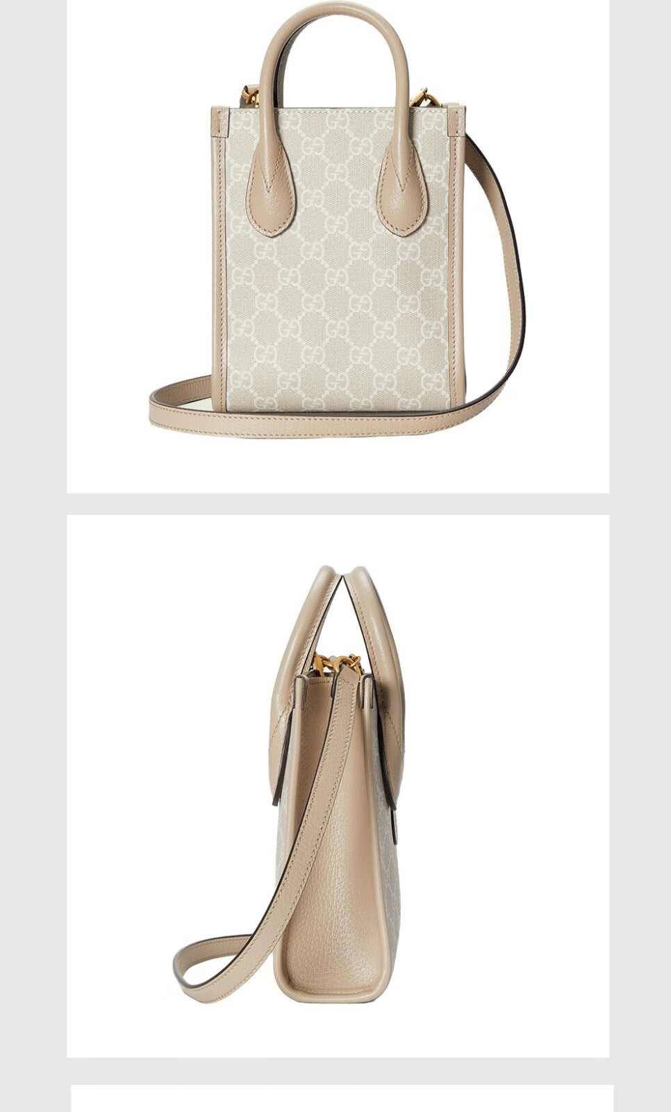 gucci 古驰gg retro系列迷你托特包671623 92tcg 8563米色和乌木色