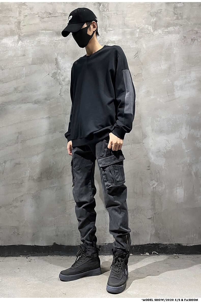 后探重磅登山束脚工装裤男春秋款休闲裤男士小脚裤潮