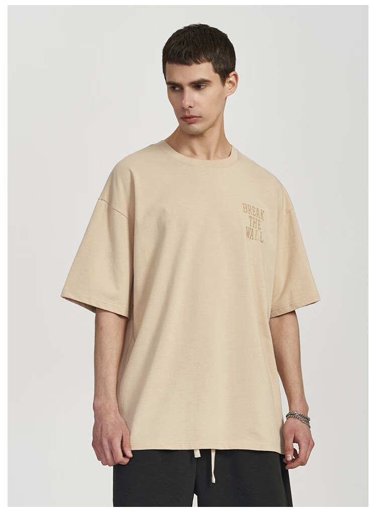 btw丝网光面印花短袖多色基础款t恤宽松打底衫情侣款潮流圆领上衣back