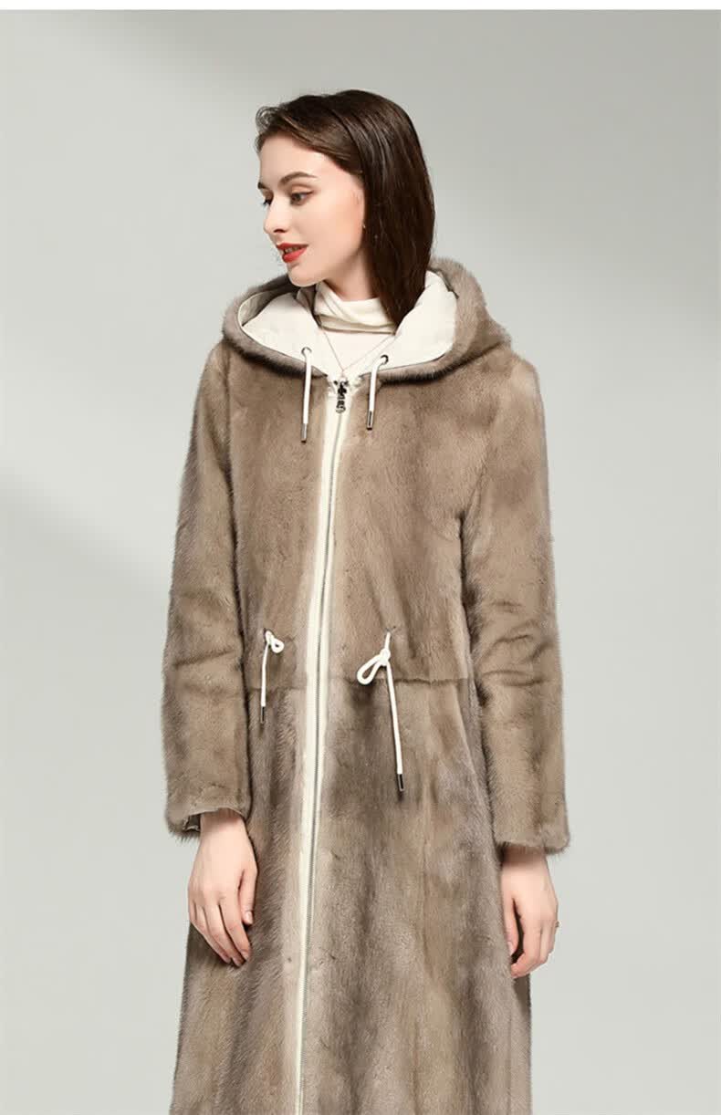 odybird 欧迪鸟品牌貂皮大衣女2022冬新款丹麦进口双面穿整貂派克服貂