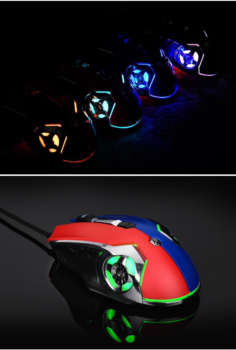 黑爵aj120有线usb游戏鼠标宏编程6键自定义4色呼吸灯单色常亮dpi4档