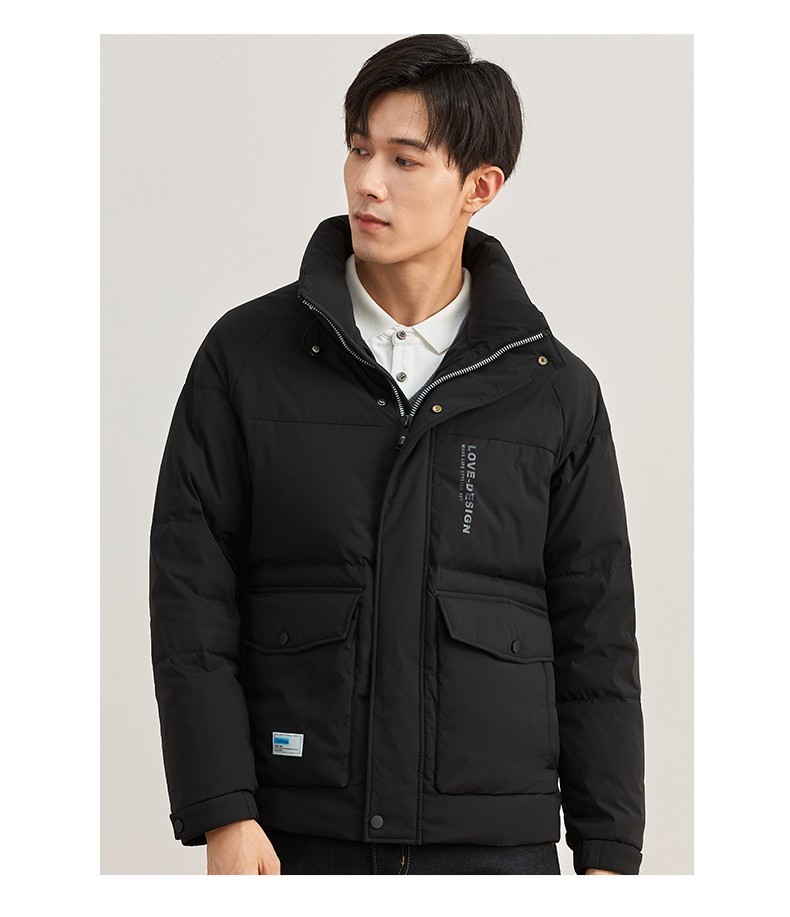 太子龙羽绒服男短款年冬季新款青年时尚休闲立领加厚保暖外套白色170