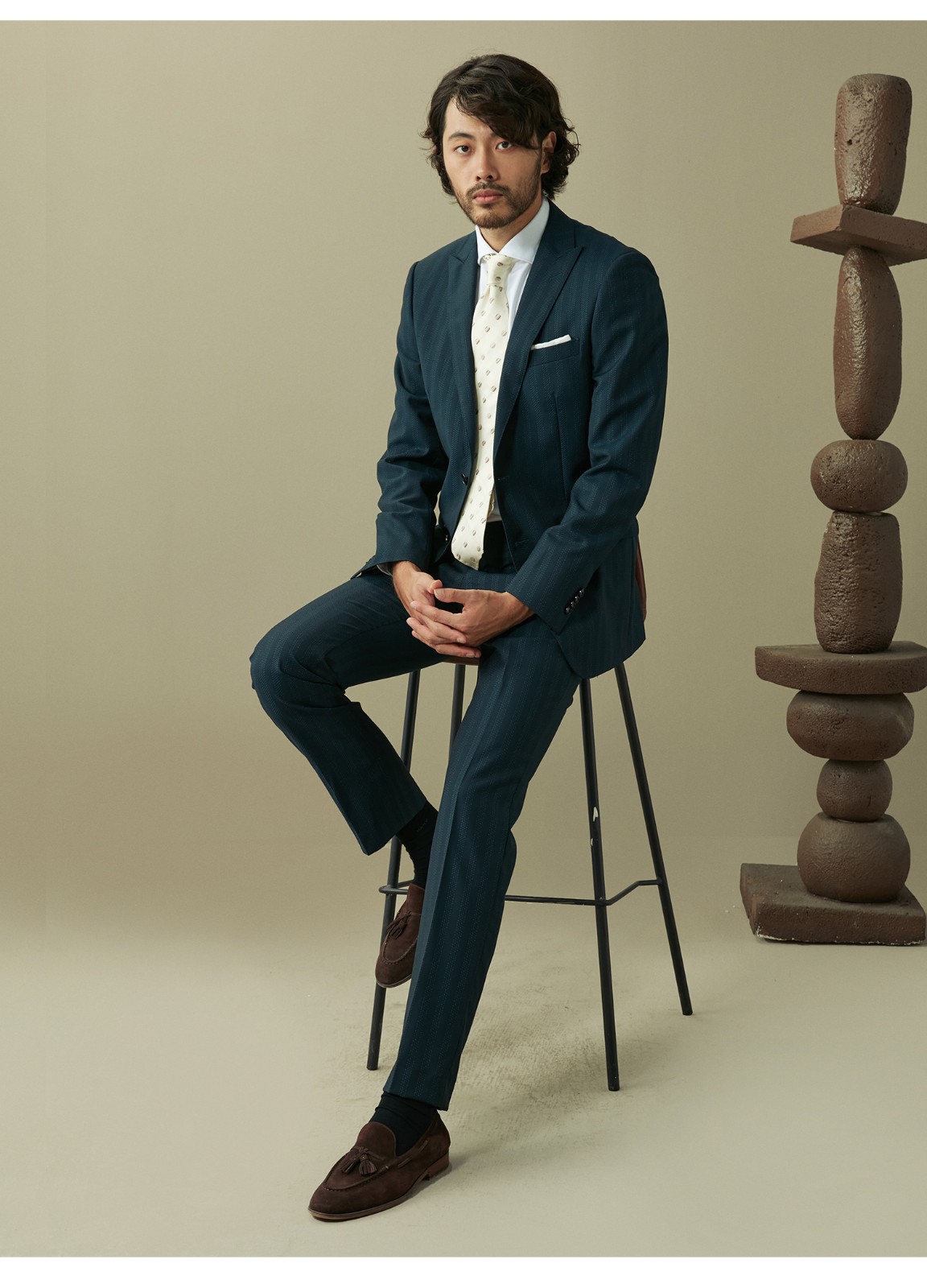 hany墨绿那不勒斯羊毛西服男套装商务正装修身意式高端男士西装格利萨