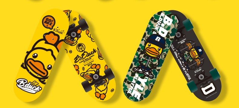 bduck小黄鸭滑板儿童刷街代步青少年滑板初学四轮耐磨双翘板专业滑板