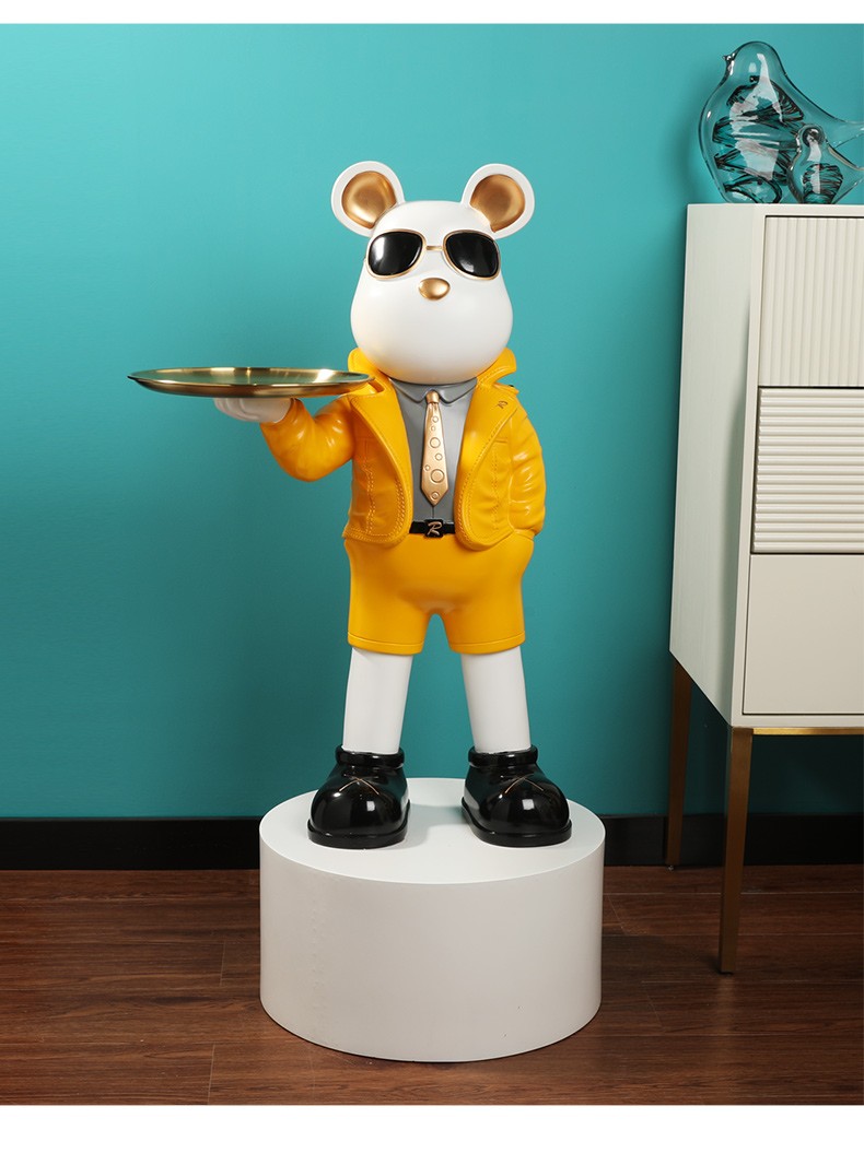 千悦网红卡通暴力熊现代简约电视柜旁边轻奢大号落地创意装饰品摆件