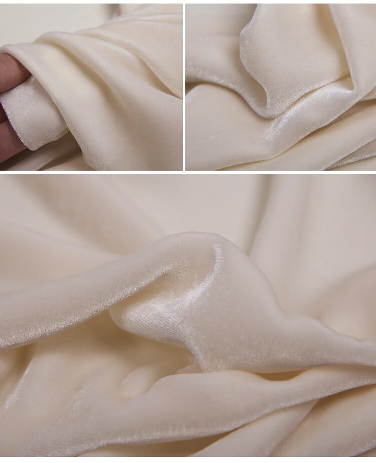 贝兰蓓儿 加厚真丝绒面料 纯色春秋乔其绒布料天鹅绒黑色桑蚕丝服装布