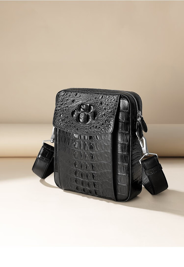 萨蒙路易srmoroer品牌鳄鱼皮单肩包男真皮包包新款时尚奢侈品斜挎包