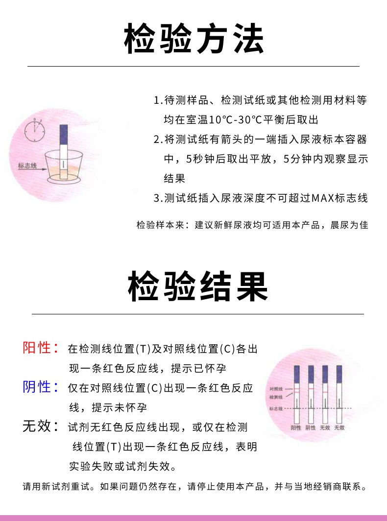 试纸卡胶体金法高准确率快速查怀孕试条10人份女性有宝宝小孩检测试纸
