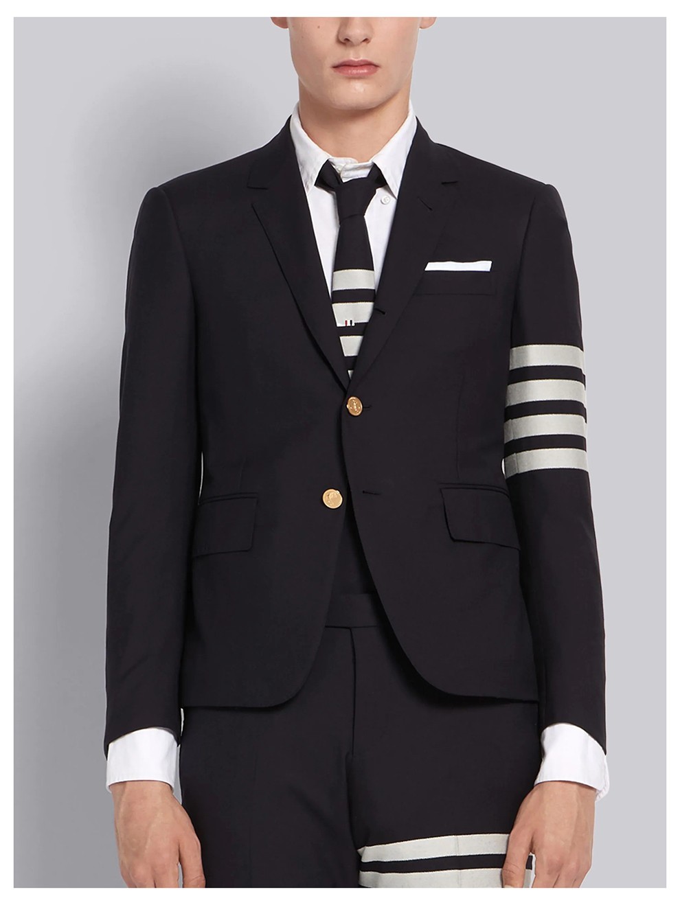 thom browne汤姆布朗 男士棉质条纹拼饰tb夹克西服外套 mjc159a 06146