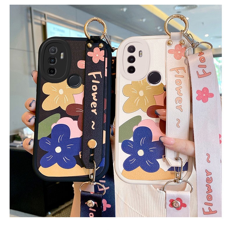 罗璐鸥 oppo a32手机壳保护套软壳oppo a32腕带斜挎背带挂绳硅胶套