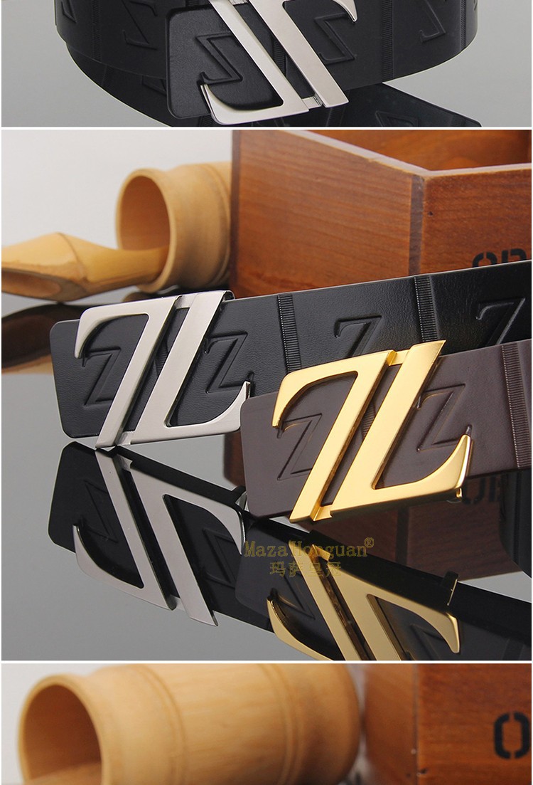 香港mazahonguan轻奢品牌男士皮带男奢侈品头层牛皮z字铜扣真皮腰带