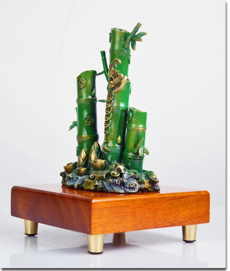 裕尚礼纯铜竹报平安财富节节高竹子摆件工艺品客厅酒柜书房办公室装饰