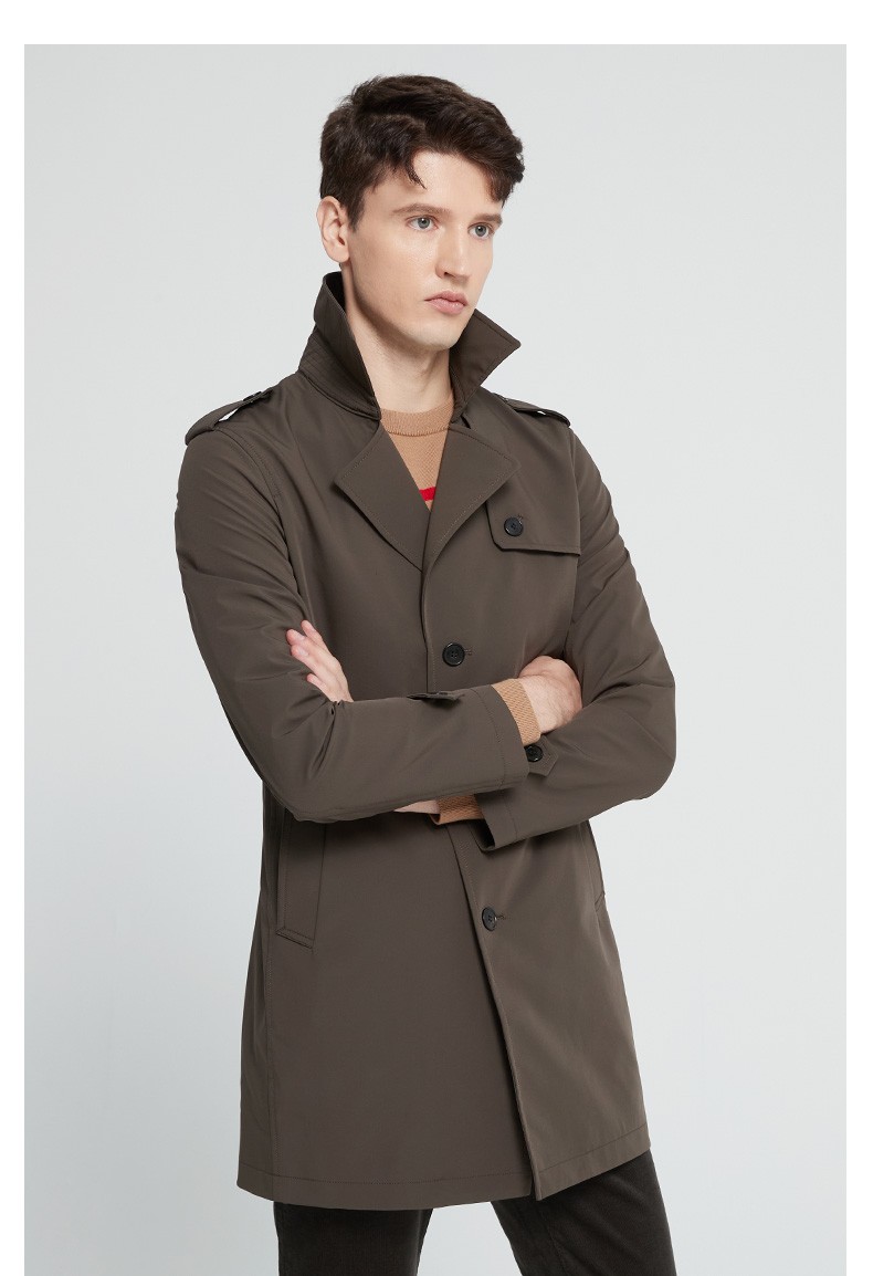 澳林丹顿orrdt风衣奢侈品男装春秋腰带扣带装饰中长款时尚休闲外套男