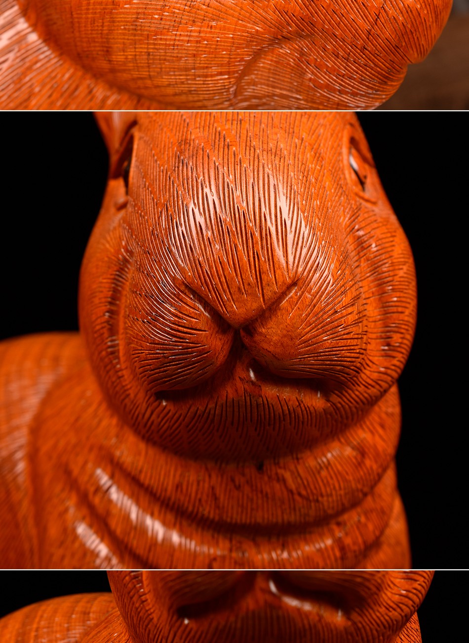 御木轩花梨木雕兔子摆件实木质动物雕刻生肖兔家居客厅装饰品工艺品