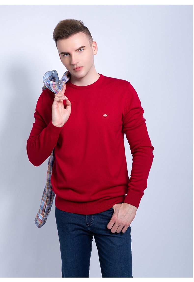 fynchhatton德国树男士毛衣加厚纯色圆领纯棉针织衫墨蓝色xxxl195108a