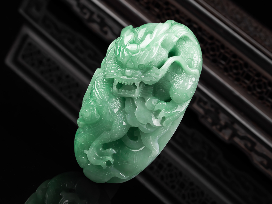 珠宝严选晟辉珠宝翡翠如意祥龙手把件玉石龙挂件带证书022kg送礼推荐